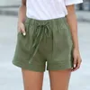 Women's Shorts Womens Comfy Drawstring Splice Casual Elastic Waist Pocketed Loose Pants Overalls For Women