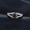 C6Wu Solitaire Ring JewelryPalace Echtes natürlicher rauchiger Quarz 925 Sterling Silberringe für Frauen