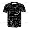 Męskie koszulki Nowe zabawne drukowanie T-shirt Math Formuła 3D drukowana Strtwear Mężczyźni i kobiety dla dzieci moda O-Neck Short Slve Digital Tops Unisex T240419