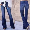 Frauen Jeans blau leicht ausgestellte Frauen hohe Taille Retro Stretch Jeanshose Y2K Streetwear Wäsche weibliche Freizeithosen