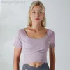 Desginer Alooo Yoga Shirt Woman Al Suit Sports Top Womens Exposed Navel Quick Drying Belt Chest Pad Tigh