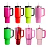 US STOCK Holiday Red Winter Cosmo Pink Quencher H2.0 40oz Tumblers Cups Silicone handle Lid Straw Car mugs Water Bottles GG0419