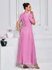 Vêtements ethniques rose à manches courtes Abaya Dubai Luxury 2024 Été élégant arabe musulman Damen Robes Abayas pour femmes Islam robe Femme