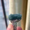 Pierścienie klastra S925 Inkrustowani srebrne Jade Handring Natural Oil Cyanblue Pierścień Ręcznie szaleństwo chińskie bestia