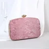 Evening Bags 2024 Female Bag Lace Clutch Purse Handbags Luxury Designer Metal Rose Button Shoulder Chain Bride Wallet