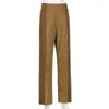 Calça feminina 2024Loose Colorblock Casual Solid Color Corduroy