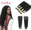 Virgin Hair Deep Wave 5PieCeslot Bundles avec fermeture en dentelle Péruvienne 100 cheveux humains non transformés tâtons bouclés coiffure complète 5525371