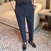 Men's Suits Elastic Waistline Slim Casual Business Dress Pants Men High-quality Office Social Suit Pant Wedding Groom Trousers Clothing