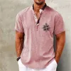 Camisas casuais masculinas camisas vintage para homens henley short slve tops 3d âncora roupas gráficas de designer diário vestuário strtwear masculino camisa havaiana t240419