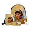 Tassen 3 stks/set anime cartoon Gabby's Dollhouse Backpack Boys Girls Primary School Students Laptop Bag Crossbody Bag Pen Case