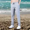 Pantalones para hombres seda de hielo 2024 color sólido de verano