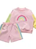 2024 Children's 2024 Sweater Suit Spring and Autumn Boys and Girls' Casual Sportswear Children's Embroidered Rainbow Fashionable Outerwear 2 Piece Set fashion