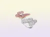 Fashion Crystal Butterfly Rings for Women Girls Original Stackable Anello impilabile Coppia Famiglia Family Party Jewelry296B4553256