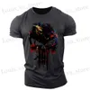 Męskie koszulki Męskie T-shirty 3D szkielet drukowane Strt retro sparta krótkie płyty hip-hopowe Tops Owwony T Shirt Man Lose Ubranie T240419