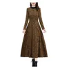 Casual Dresses Printed Dress Long Sleeve Maxi With A-line Silhouette Pockets For Autumn Winter Women's Fashion