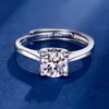 Anelli nuziali Jecircone 925 Anello moissanite in argento sterling semplice semplice personalizzato a V Gioielli a 4-artiglia a 4 carrelli Banda di apertura per donne 240419