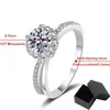 Solitaire ring Smyoue White Gold 1CT Moissanite Ring For Women Bridal Sets Solitaire Wedding Promise Ring Lab Diamond Band 925 Sterling Silver D240419