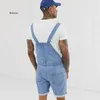 Erkek Kot Penerler Denim Şort Yaz Retro Delik Tek Parçalı İş Kıyafetleri Hafif Mavi