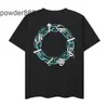 2024 Summer High Street T-shirt Letter Chain Print Hip Hop Loose Half Sleeve Kort ärm skjorta unisex