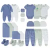 Unisex 22 штуки 100%хлопковые детские поставки подарочные наборы рожденные девочка для мальчика с коротким рукавом Bebes 240416
