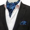 Jacquard Paisley Men Cashew Cravat Formal Ascot ScrunchSelf British Gentleman Polyester Tie Pocket Square Set for Wedding Party 240323