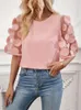 Blouses pour femmes mode rose creux ourne de dentelle épissant le chemisier à manches courtes élégant bureau élégant shirt coaster o cou tops