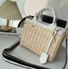 Högkvalitativ strandväska Designer Straw Woody Totes Summer Sunshine Travel Shopping Väskor Luxury Crossbody Shoulder Handbag 2 Colors 10a