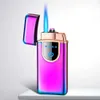 New Touch-sensitive Without Gas-electric Hybrid Windproof Lighter, Power Display, Butane Without Gas, Metal Electronic Cigarette Lighter