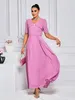 Vêtements ethniques rose à manches courtes Abaya Dubai Luxury 2024 Été élégant arabe musulman Damen Robes Abayas pour femmes Islam robe Femme
