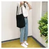 Tas dames canvas schouder vaste kleur tote zachte stoffen stof handtas grote capaciteit studenten boeken eco herbruikbare shopper tassen