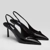 Sandales triangulaires de luxe Sandales en cuir pointues élégantes High Heels pour femmes robe de mariée noir