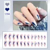 2024 24Pcs/Box Charming Pink Flame Short Ballet Wearable Fake Nails press on Square Head Full Cover Detachable Finished Fingernails for