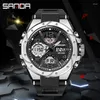 Armbandsur sanda 6008 säljer mode sport silikon rem titta digital kvarts armbandsur present par klockor par män och kvinnor
