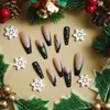 False Nails 24pcs Gradient Black Fake Nails Christmas Snowflake False Nail Patch Full Cover Wearable Fake Nail Tips 2023 New Year Gifts Y240419