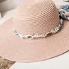 Bérets Floral Hawaiian Style Elegant Dames Jazz Pearl Panama Wide Brim Floppy Fedora Womens Paille Visor Sun Sum Summer Hats Cap de plage