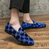 Casual Shoes Blue Men's Luxury Loafers Plus Size 47 Suede Leather for Men Designer Moccasins Slip-On Dress Flats