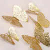 12pcs Moda 3d Hollow Butterfly Creative Wall Stick para adesivos DIY Decorações de arte modernas Presente 240410