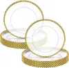 Plates Plates 3pieces Clear Plastic Charger With Gold Beads Rim Acrylic Decorative Service Plate