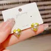 Stud-oorbellen Japanse en Koreaanse temperament mode Druipende olie driedimensionaal vierkante rooster vrouwelijk 925 zilveren naald