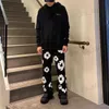 Erkekler pantolon Vintage THR Boyutlu Köpük Baskılı Flare Joggers Harajuku İşlemeli Geniş Sweetpants Erkek ve Kadın Mikro Alevli Pantolon T240419