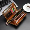 Brieftaschen Brieftasche Männliche Kupplung Vintage Doppel Reißverschluss Coin Bag Handbeutel Männer Brieftaschen Leder Business Billeteras Para Hombre Retro Porte Monnaie