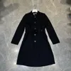 Женские траншеи Hot Classic Fashion Fashion Middle Long Hoat/High Caffice Brand Design Double Breed Trench Poat/Cotton 01
