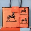 Towel Three-Piece Orange Annual Meeting Gifts Embroidered Company Employee S Wedding Favors Drop Delivery Dhopy