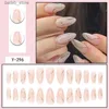 Upas falsas 24 piezas Línea de oro Almond Nails Ins Simple Press on Nails Patch Nail Beauty Clawe uñas Falsas para niñas Cubierta llena portátil Y240419