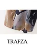التنانير Trafza الرجعية عالية الخصر الأمامية مطوية للسيدات الظهر السوستة الظهر تنورة غير رسمية الصيف الأزياء المطبوعة أزياء الشارع