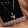 Pendant Necklaces VITICEN Real 999 Gold Authentic 24K Four-leaf Clover Fu Pendant Necklace Fashion Present Exquisite Gift For Woman Fine Jewelry 240419