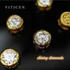 Pendant Necklaces VITICEN AU750 Real 18K Gold Moissanite Diamond Necklace Stud Earrings Fine Jewelry For Woman Wedding Proposal Gift Present 240419