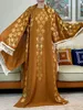 Vêtements ethniques Nouvelles robes d'été de la mode avec une grande écharpe Dubaï Turquie Kaftan musulman lâche Abaya Femmes african décontractée maxi or estampin d240419