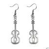 Charm Vintage Musical Schmuck Sonnenblumen Blätter Blitzgeigen Feder Anhänger geformte Dangle Drop -Ohrringe für Mädchen Frauen Geschenk del dh0zd