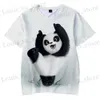 T-shirts voor heren Nieuwe Hot Fashion Summer 3D Panda Print T-shirt voor heren en dames schattige ronde nek korte slev Childrens all-match strt tops t240419